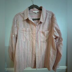 Adyson Parker Pink and White Striped Casual Button-Down Shirt